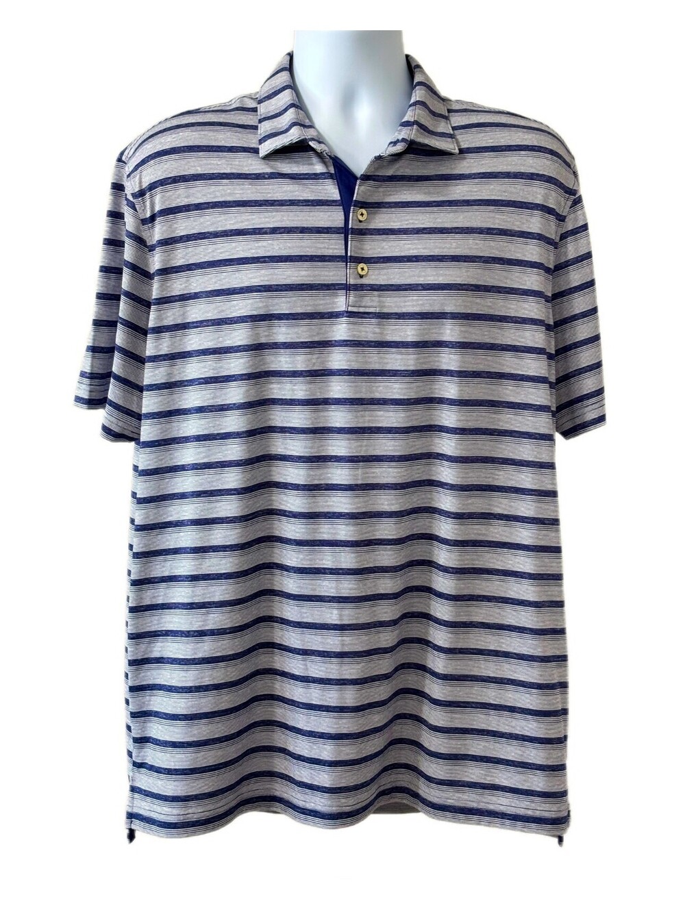 Johnnie-O Golf Polo Shirt Mens XL Blue/White Stripe Prep Performance JMP03340